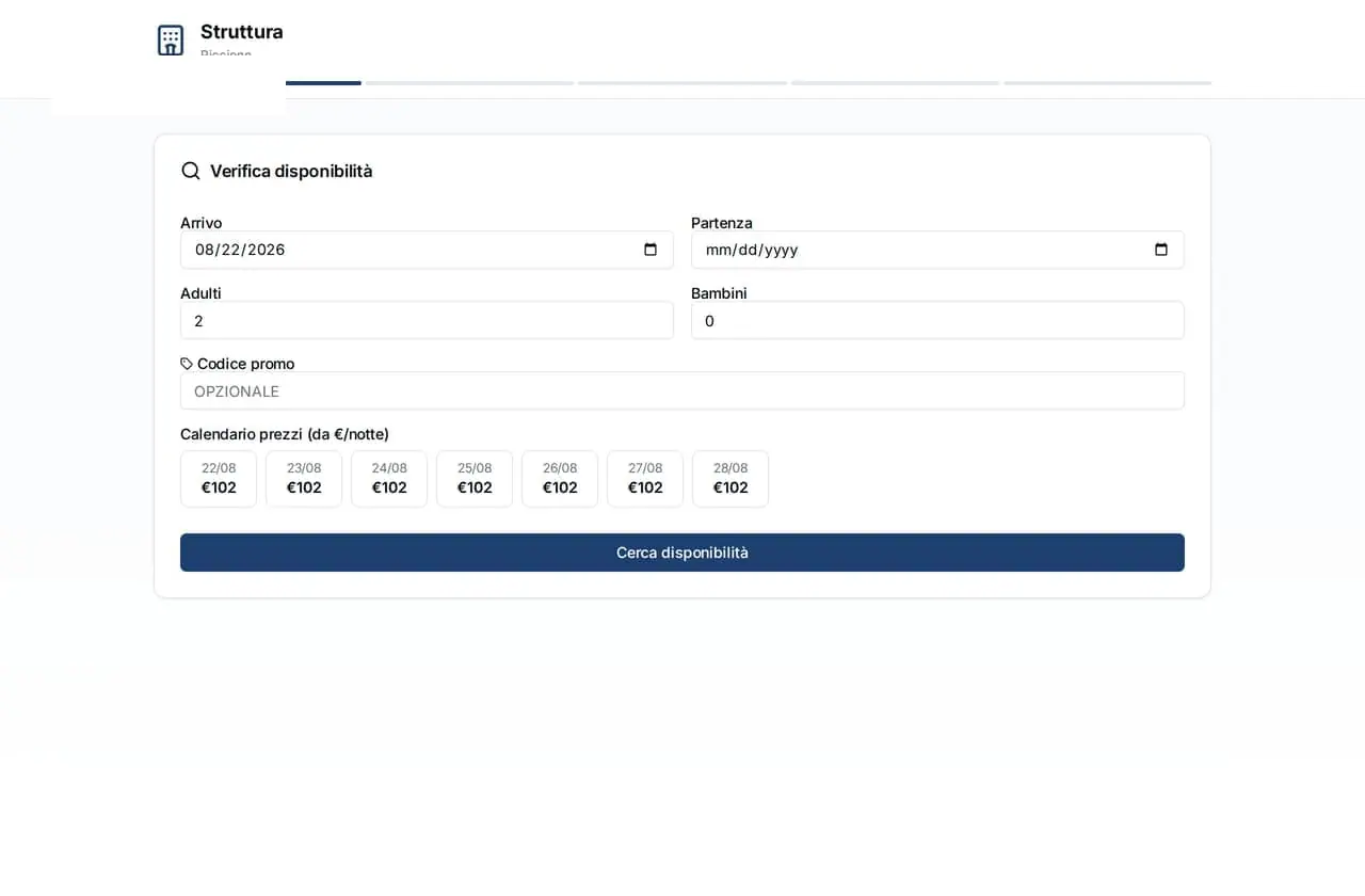 Booking Engine Vyral: ricerca disponibilità