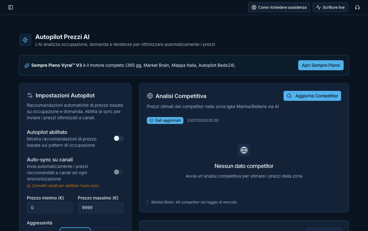 Autopilot Prezzi AI e Sempre Pieno nel gestionale Vyral